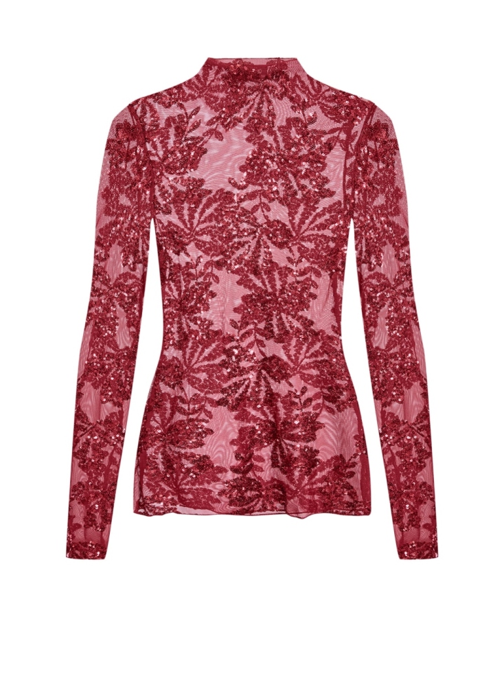 CELESTINO Μπλούζα με φιόγκους απο παγιέτες σε μπορντό €19,99