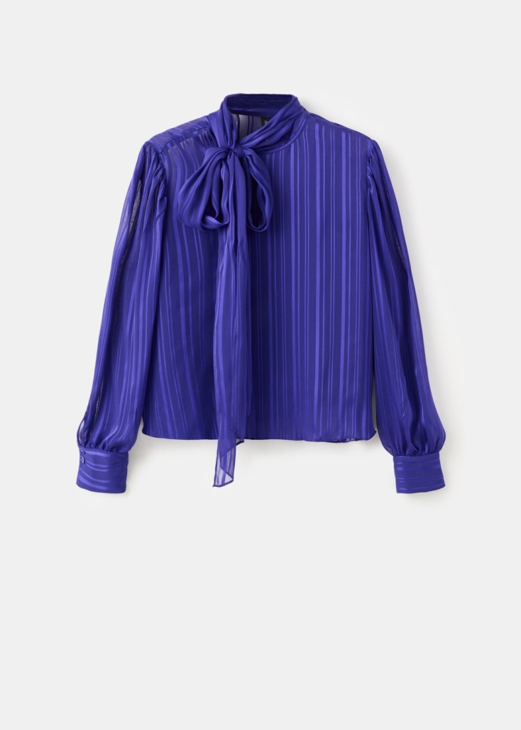 MANGO Μπλούζα ριγέ με φουλάρι€29,99