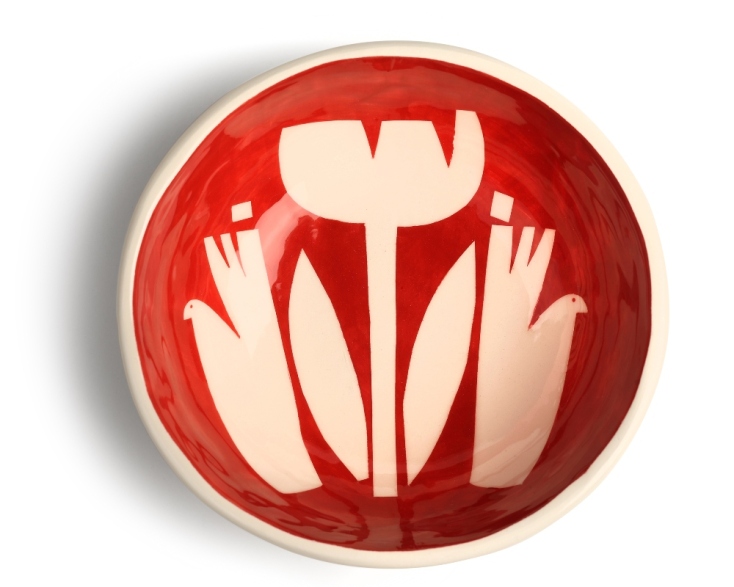 PIOP Κόκκινο μπολ με πουλιά €45