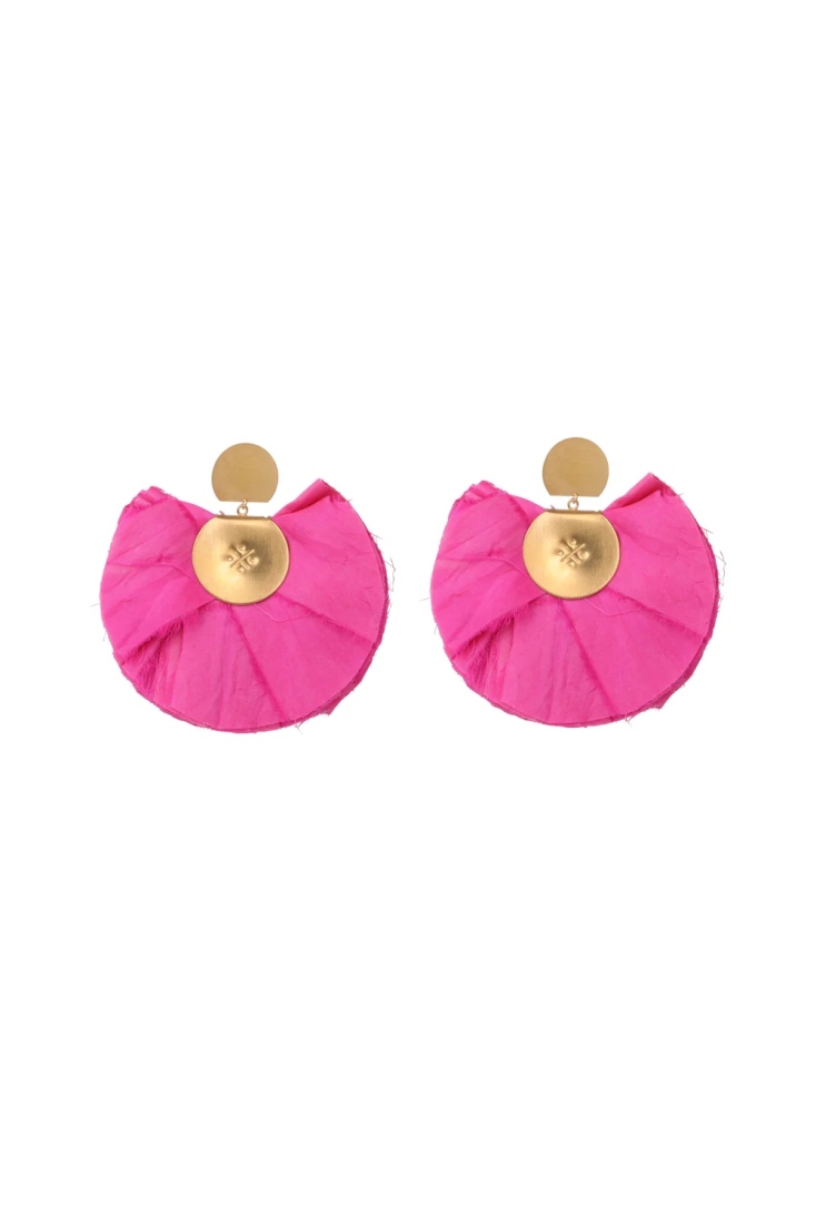 KATERINA MAKRIYIANNI Silk Fan Σκουλαρίκια Fuchsia €135