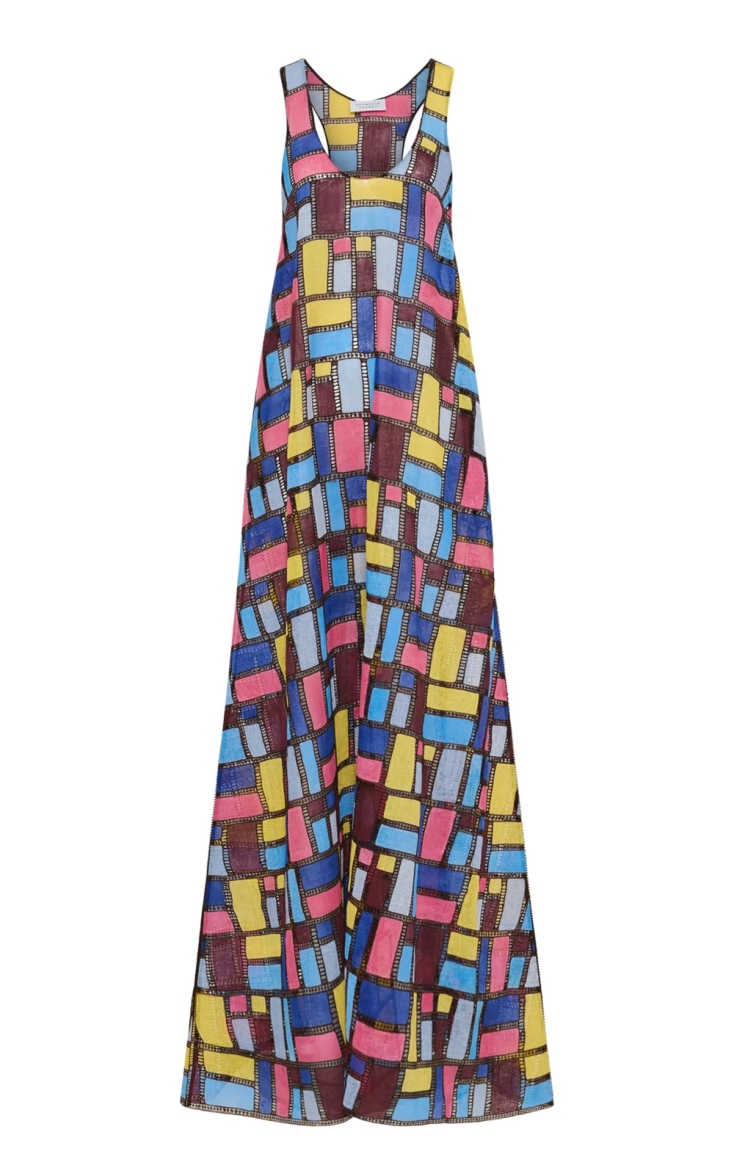 GABRIELA HEARST Λινό μάξι φόρεμα Niki Patchwork 