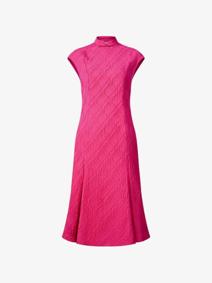 SHANGHAI TANG Jacquard qipao ροζ φόρεμα