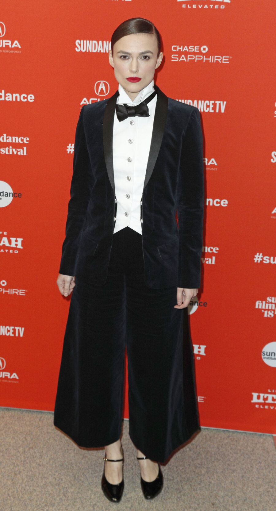 Η Κίρα Νάιτλι με κοστούμι στην πρεμιέρα της ταινίας "Colette", 2018