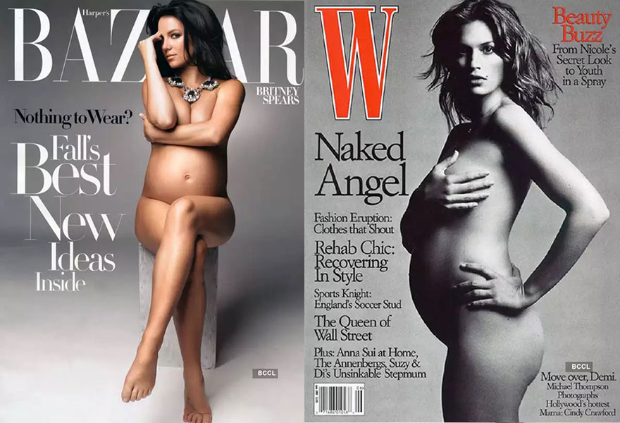 Η Britney Spears έγκυος και γυμνή στο εξώφυλλο του Harper's Bazaar το 2006 και η Cindy Crawford έγκυος και γυμνή στο εξώφυλλο του W