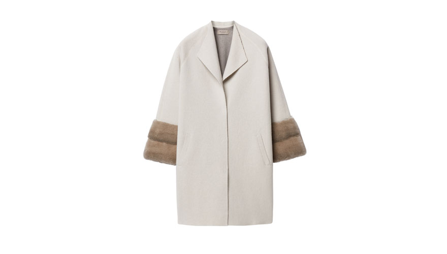 Falconeri Λευκό παλτό με λεπτομέρεια γούνα στο μανίκι