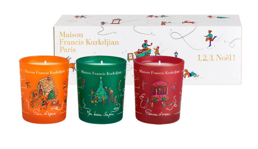 Maison Francis Kurkdjian: Τα συλλεκτικά χριστουγεννιάτικα αρωματικά κεριά Pomme d’amour, Pain d’epices και Mon beau Sapin