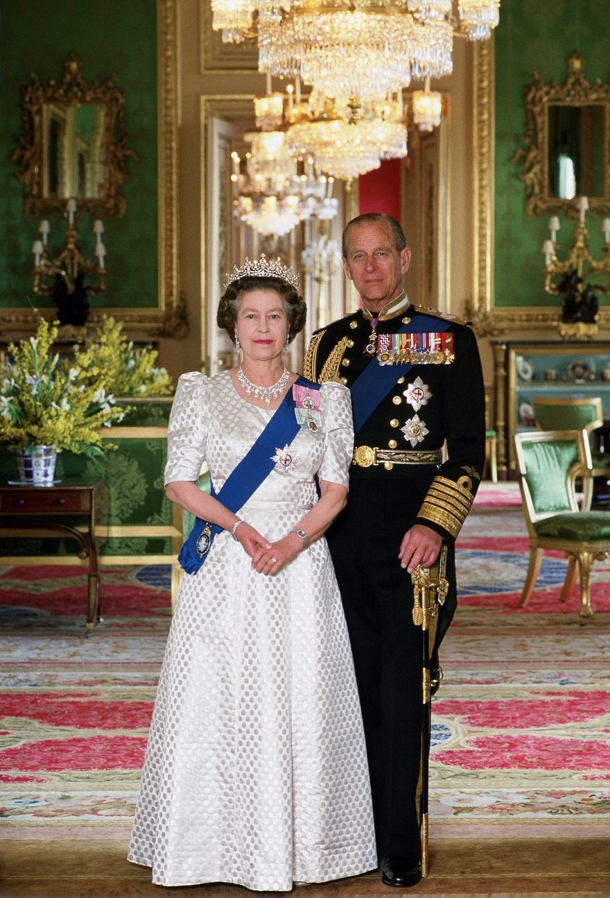 Η Βασίλισσα Ελισάβετ ΙΙ και ο Πρίγκιπας Φίλιππος στο Πράσινο Δωμάτιο του Κάστρου Ουίνδσορ, 1987.